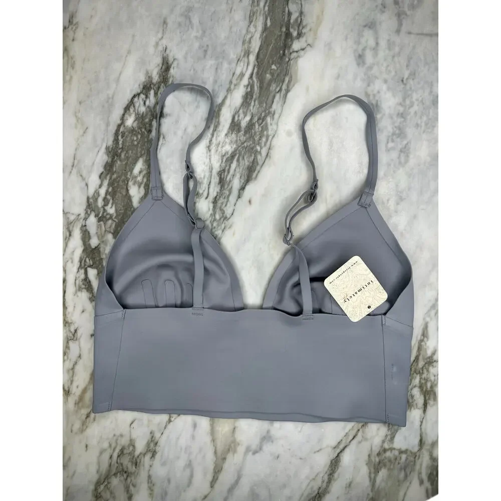 FREE PEOPLE Womens Sage Neo Longline Bralette Size Small Light Steel Blue Grey